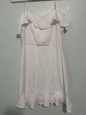 TRIXXI White Off-Shoulder Ruffle Mini Dress Size Small
